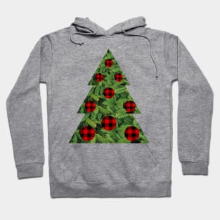 Pine tree with buffalo plaid ornaments Hoodie